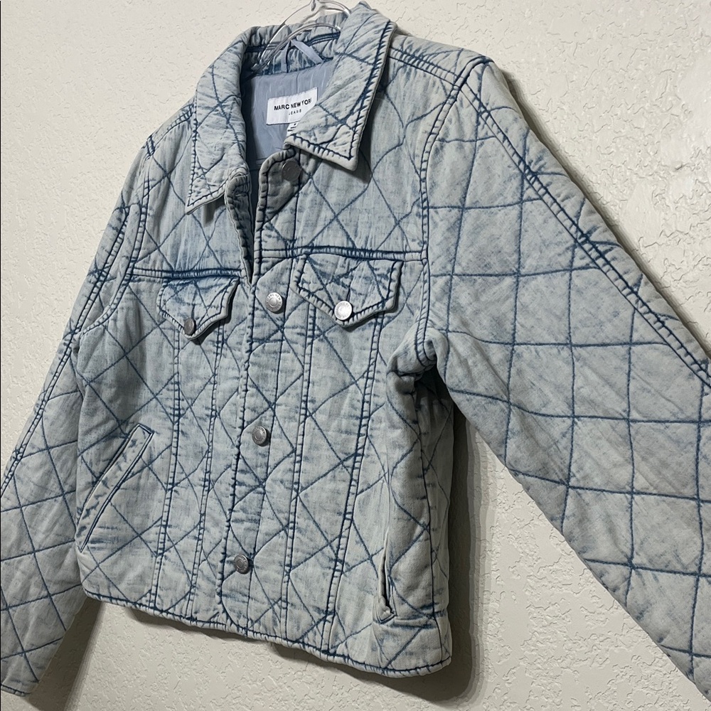 Marc New York Women’s Size Medium Light Blue Quilted Denim Jacket - Picture 4 of 11